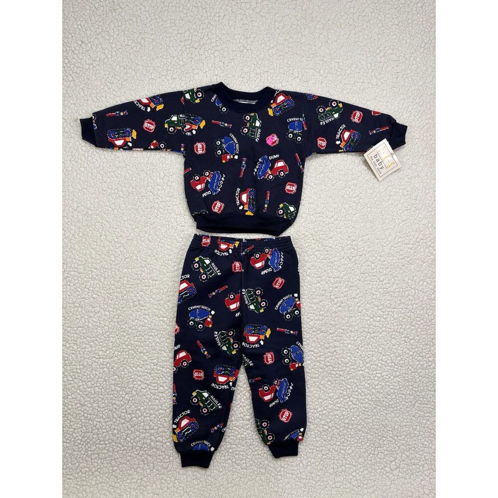 Vintage TKS Baby Sears 18-24M Sweatsuit Outfit Retro NOS Trucks Vehicles Tractor